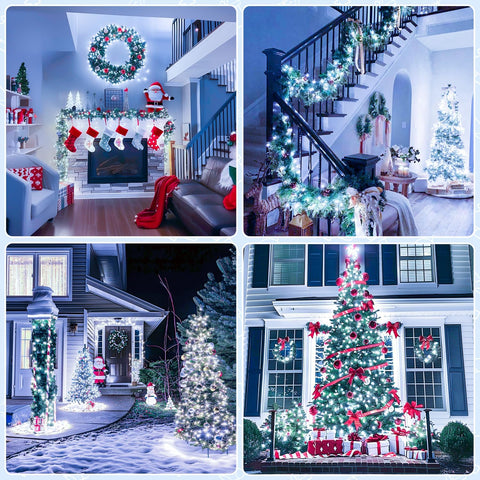 JMEXSUSS 400 LED White Christmas Lights Outdoor with 8 Modes