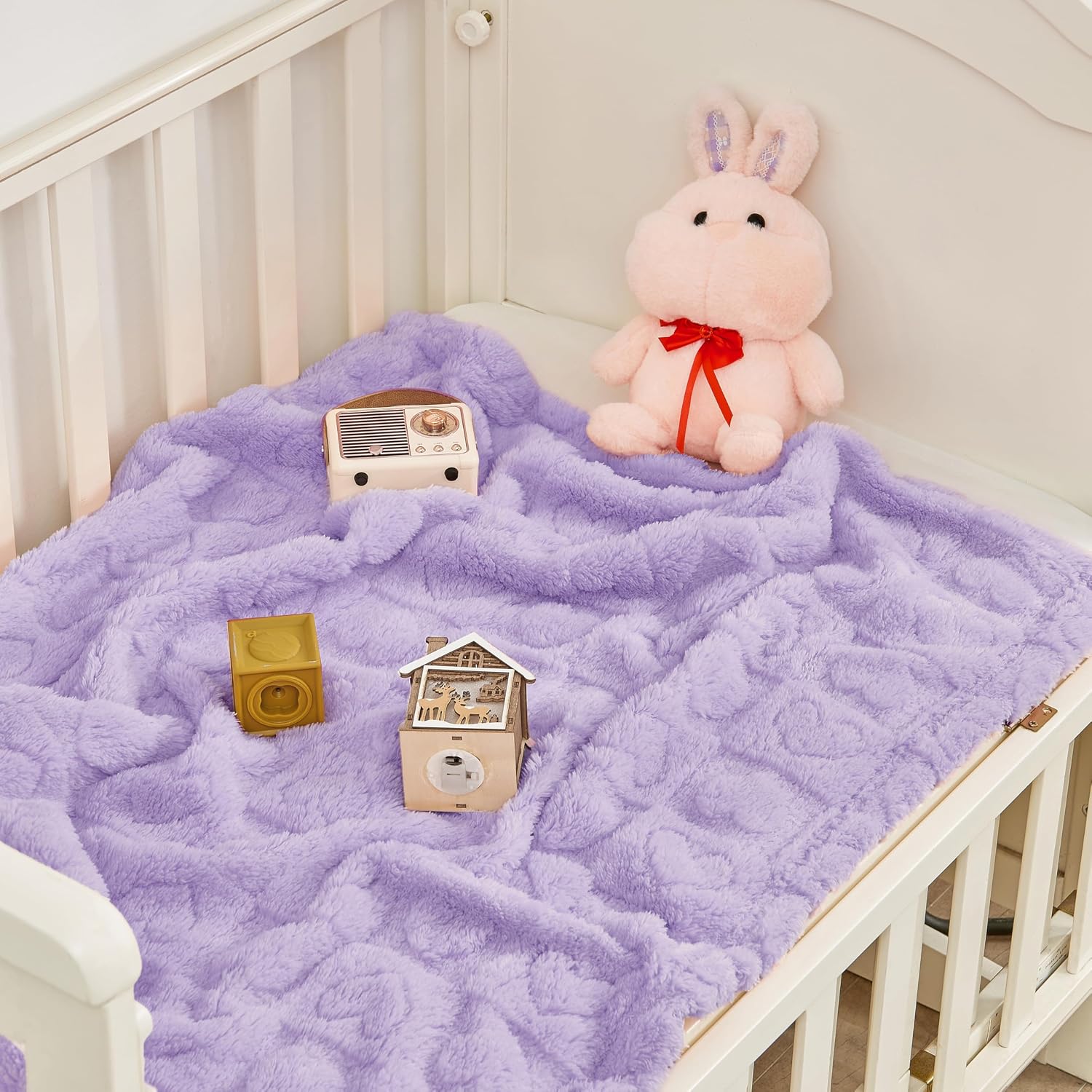 Yurhap Heart Baby Blanket, Love Plush Fleece Baby Blankets for Girls Boys