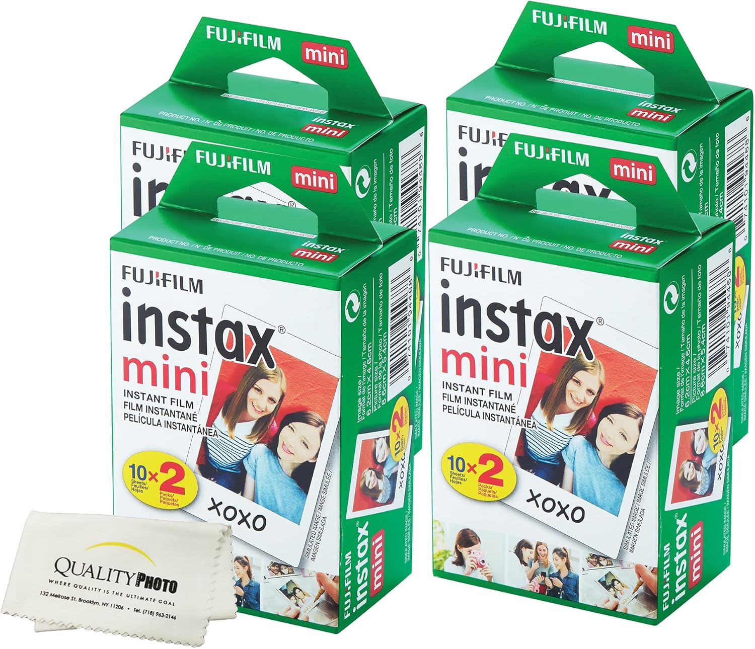 Fujifilm INSTAX Mini Instant Film (White) for Fujifilm Mini 8,9,11,12 Cameras w/Quality Photo Microfiber Cloth (20 Prints)