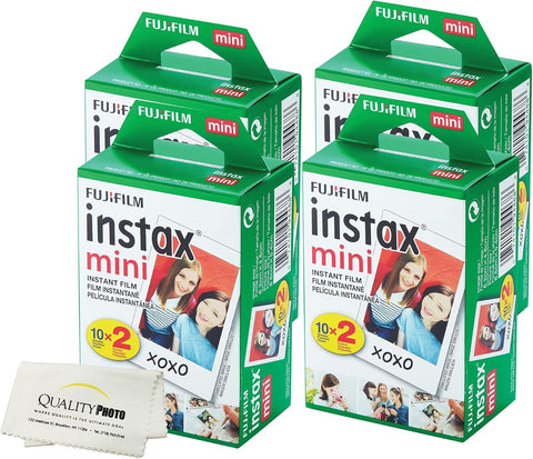 Fujifilm INSTAX Mini Instant Film (White) for Fujifilm Mini 8,9,11,12 Cameras w/Quality Photo Microfiber Cloth (20 Prints)