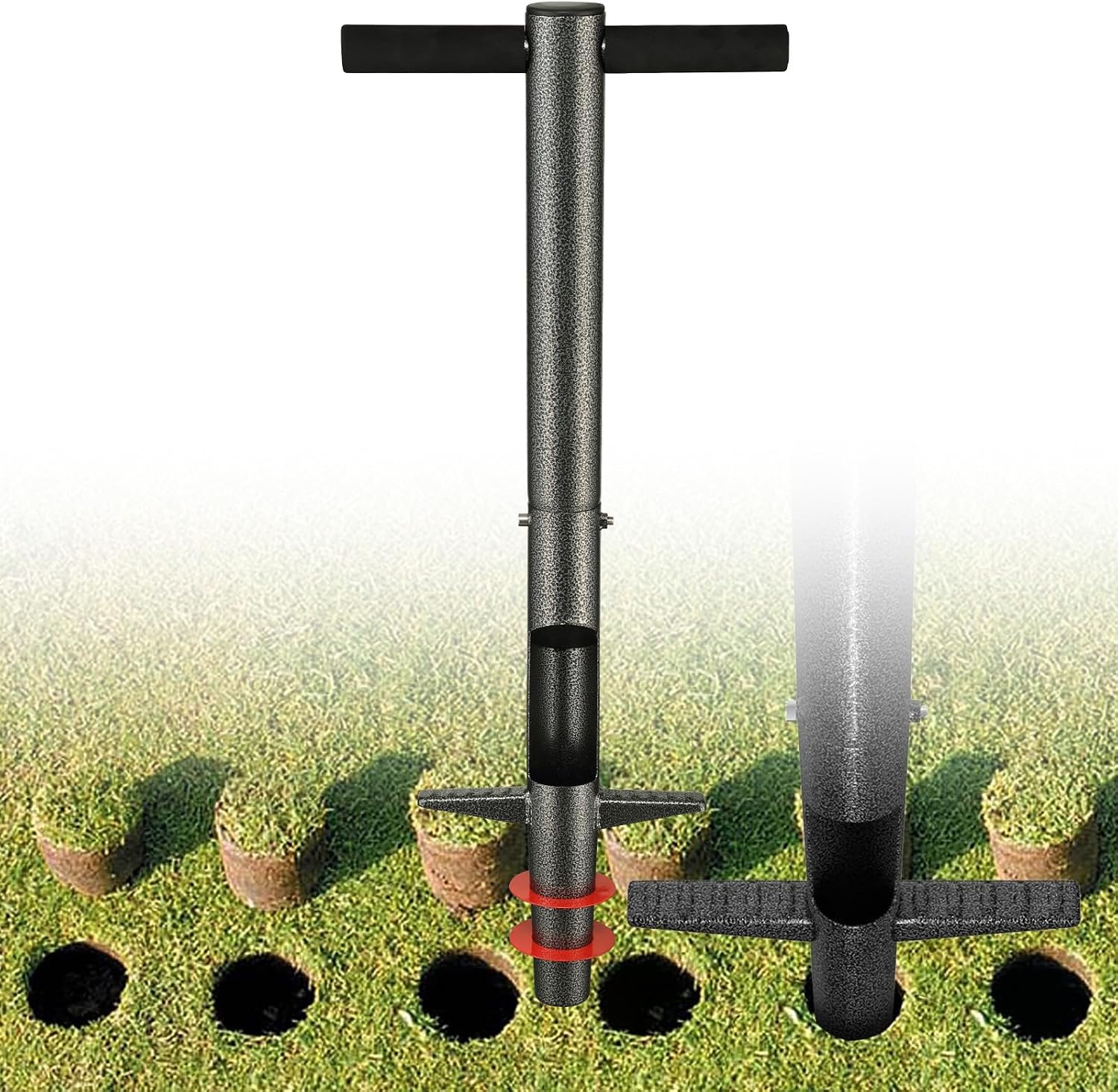 Bulb Planter Tool, 33.5 inch Long Handle Garden Sod Plugger to Dig Hole, Heavy Duty Metal Grass Plugger for Soil Test Planting or Weeding Spring Flowers Bulbs,Bedding Plants,Tulips, Lilies, Potato