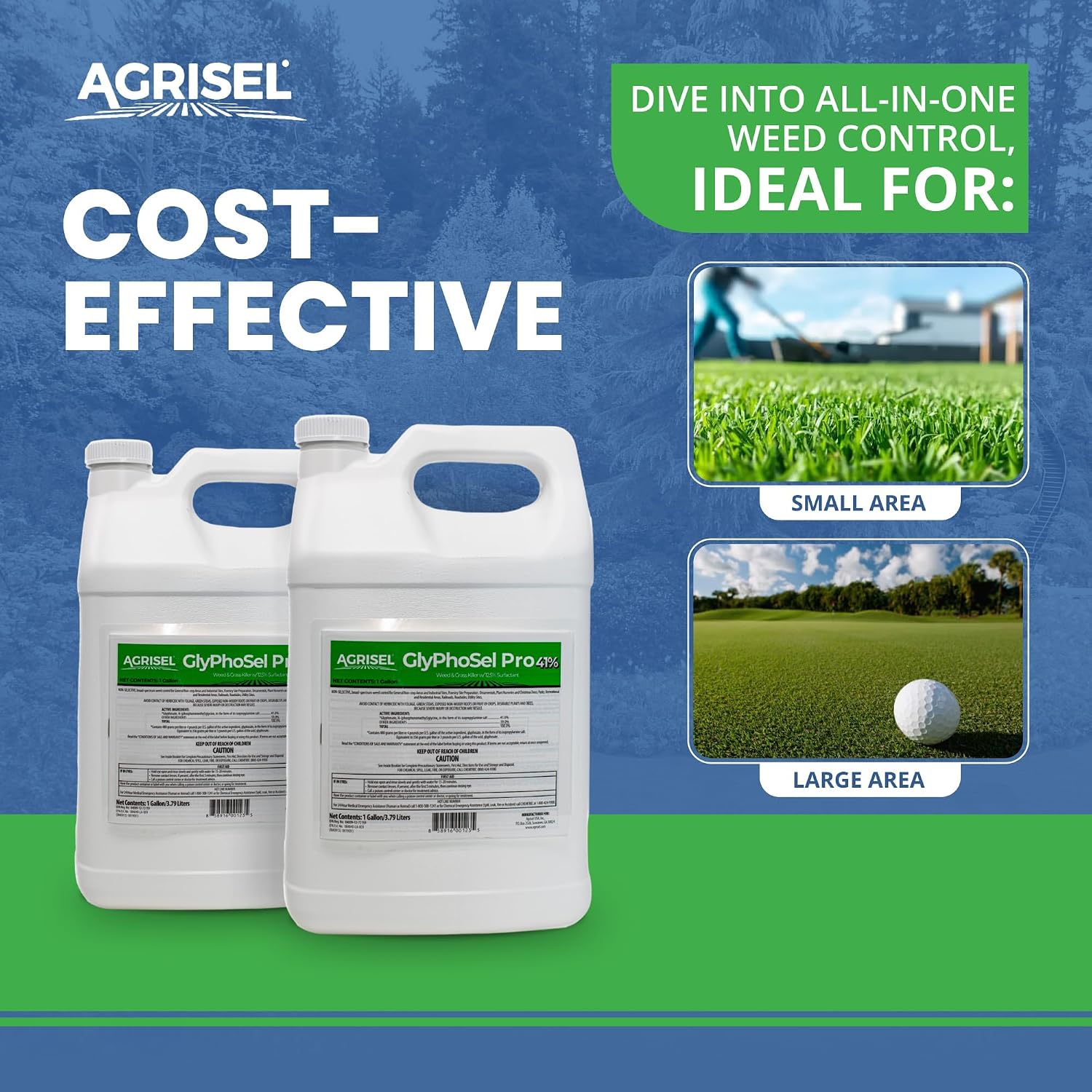 Agrisel GlyPhoSel Pro Weed Killer, Easy Mixing, Pet Safe, 128 Ounces