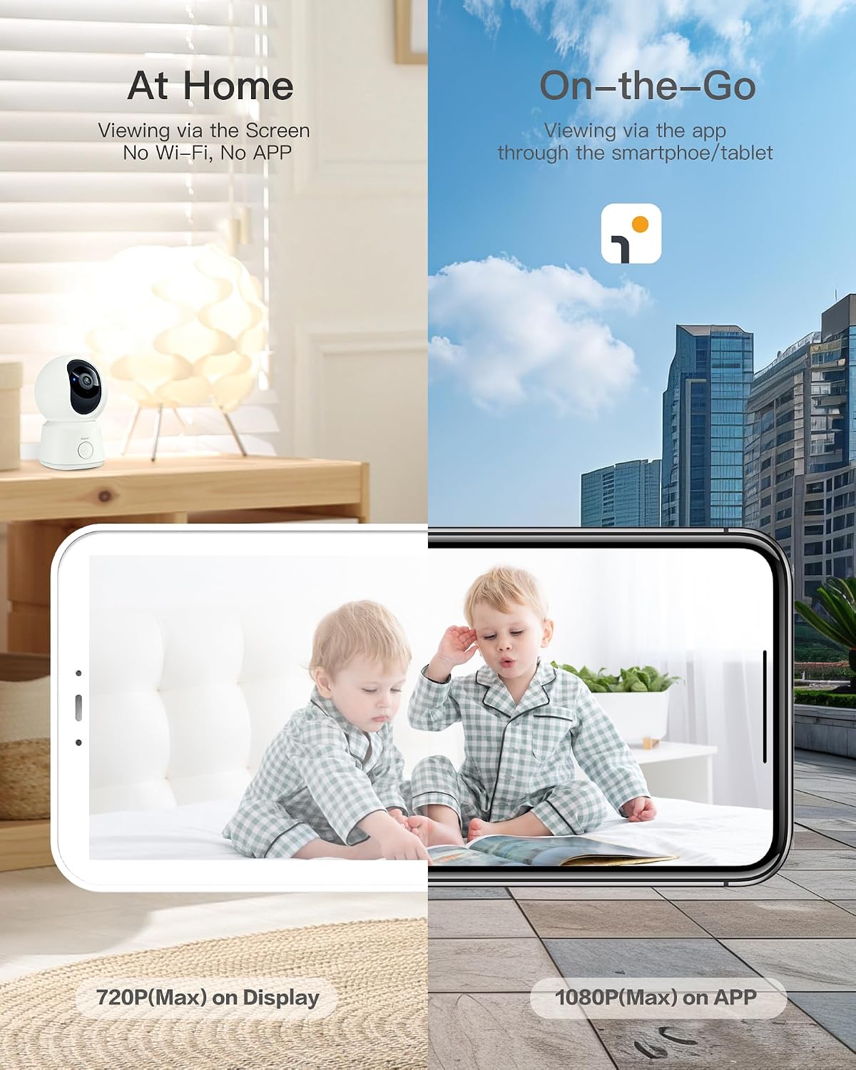 ARENTI 360° Baby Monitor with Camera and Audio, 2.4G WiFi with App (B2 Kit)