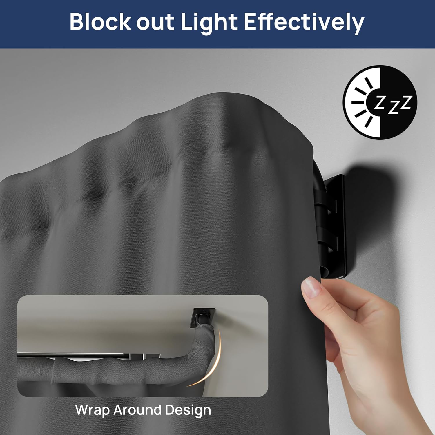 ENJOYBASICS 30-57" Wrap Around Curtain Rod, Quick Curtain Change, Black