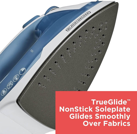 BLACK+DECKER Steam Iron for Clothes with Auto Shutoff & TrueGlide Soleplate