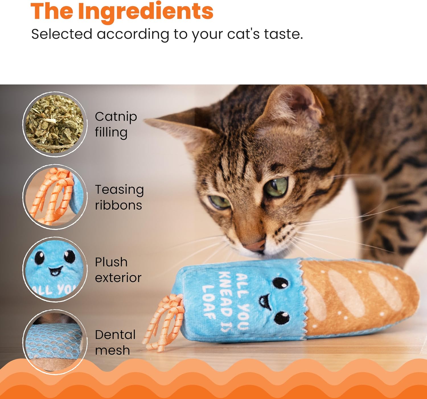 Catstages Loaf Kicker Interactive Cat Toy with Catnip & Dental Mesh, 6.5"