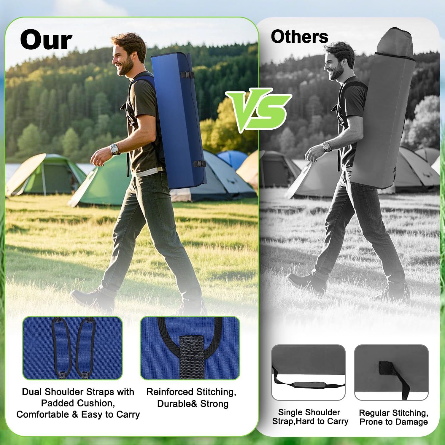 VTOY Portable Folding Camping Chair with Canopy, Outdoor Sun Shade Chair