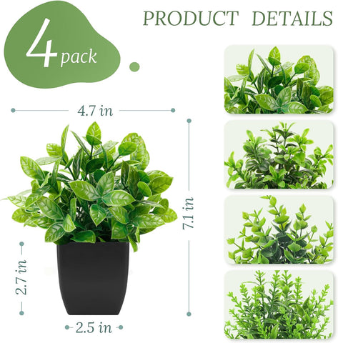 Der Rose 4 Pack Black Bathroom Decor Small Fake Plants, Halloween Decor