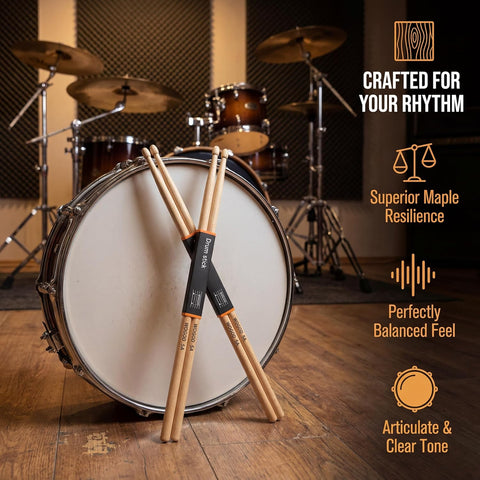 WOGOD 5A Drum Sticks Maple Drumsticks (Two pair)