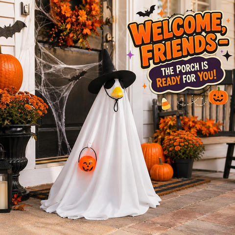 Halloween Porch Goose Outfit for 23" Statues Goose Clothes with Pumpkin