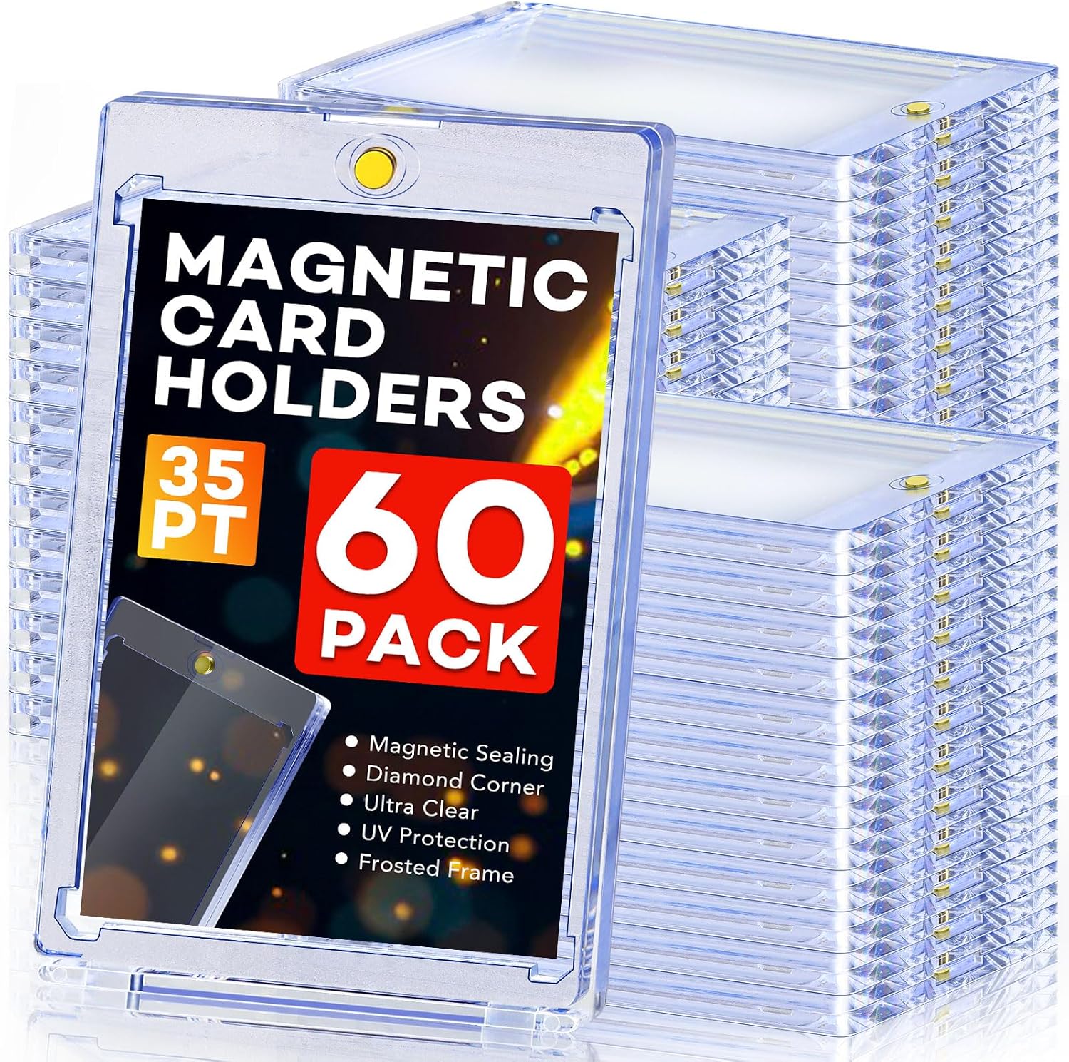 ZENOWICK 60ct Magnetic Card Holders, 35pt One Touch Card Holder