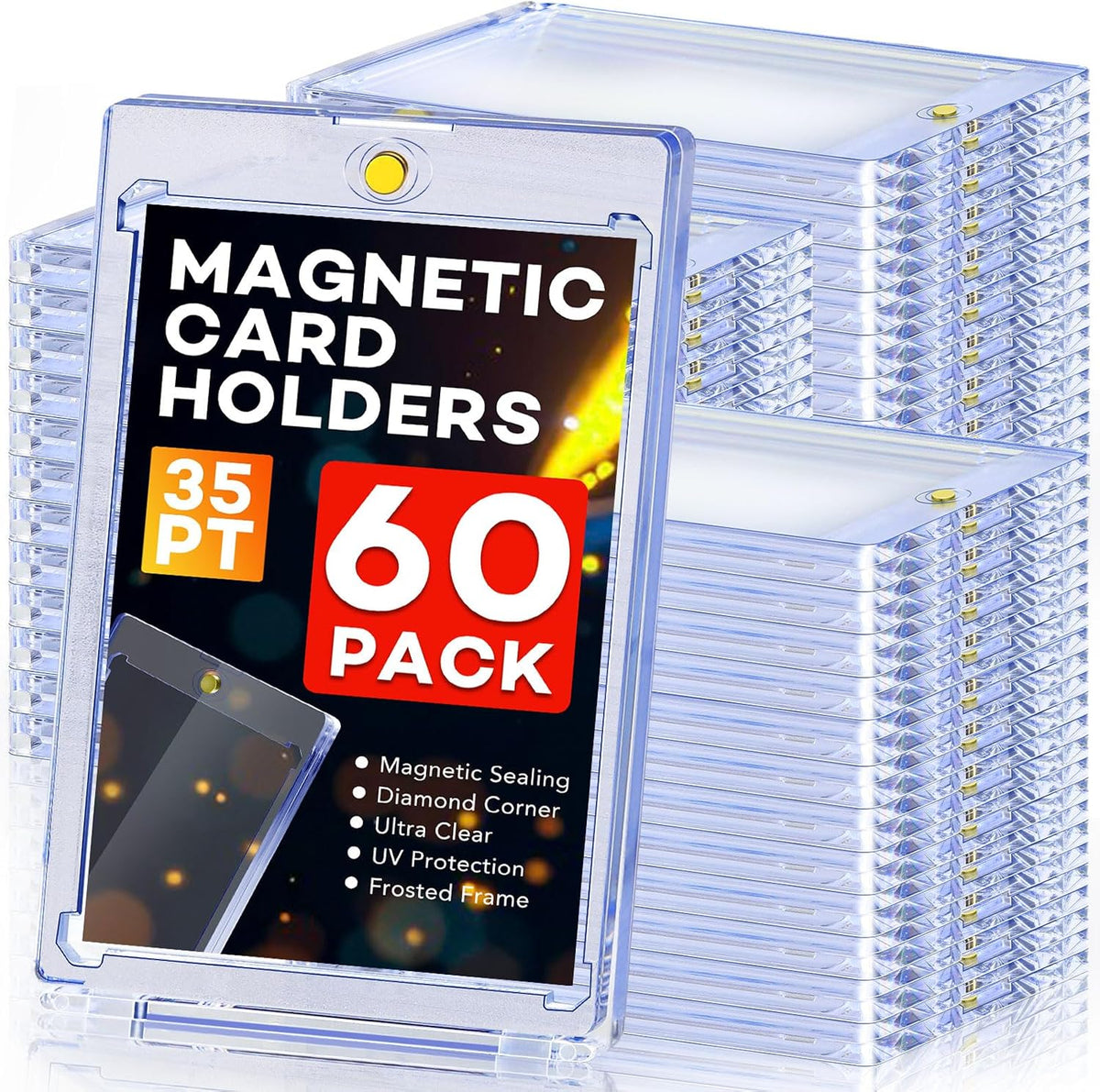 ZENOWICK 60ct Magnetic Card Holders, 35pt One Touch Card Holder