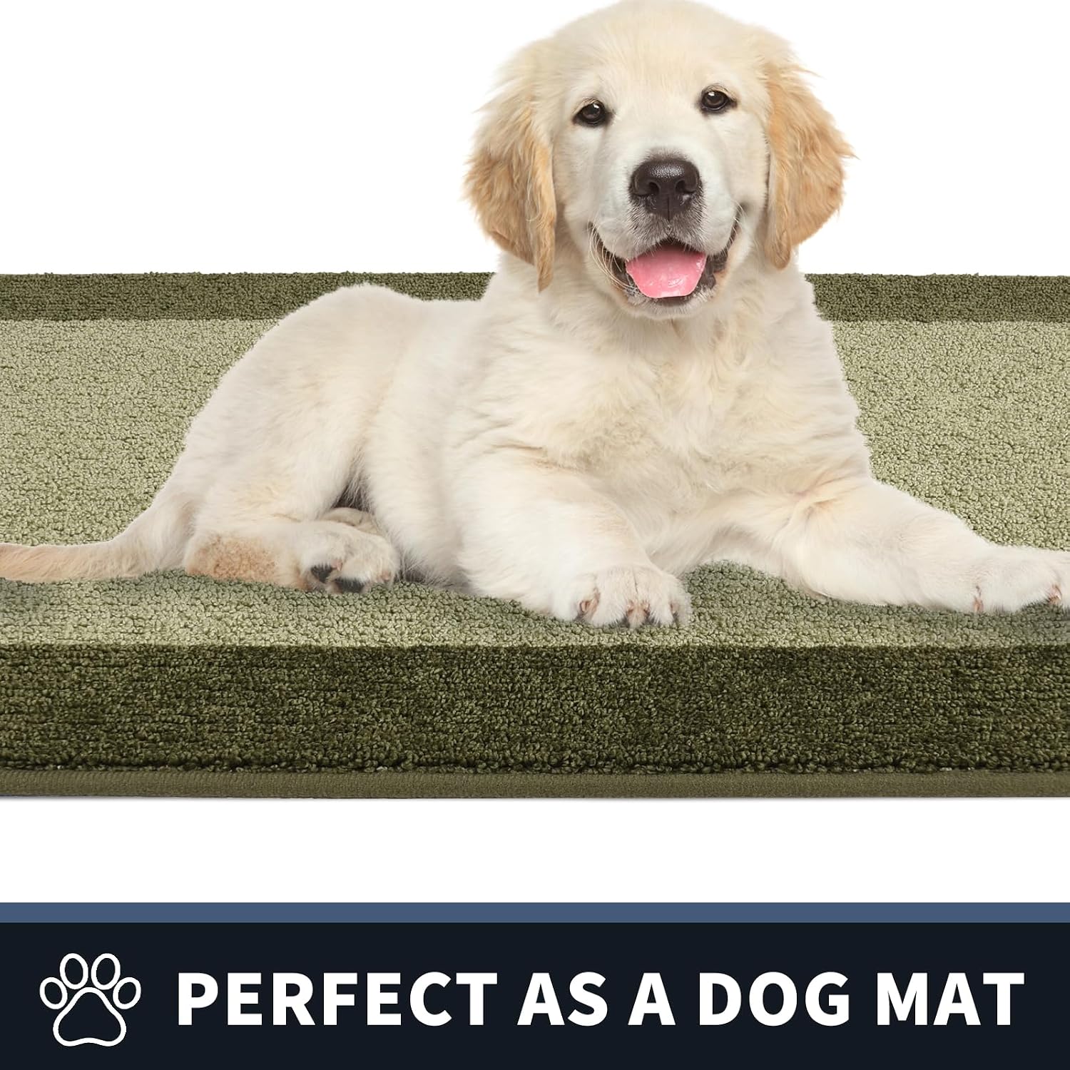 PURRUGS Dirt Trapping Indoor Doormat, 24" x 36", Budding Green & Sage Green