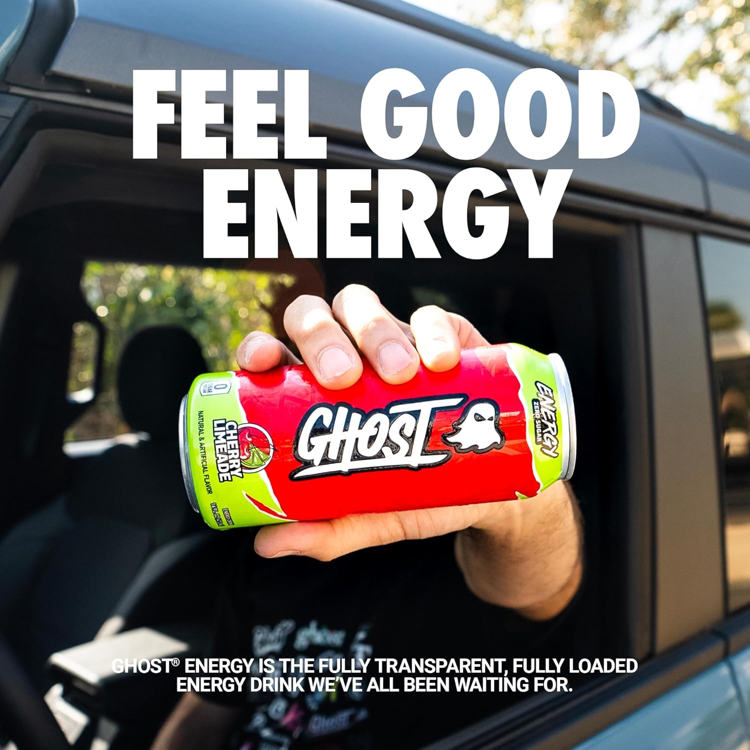 GHOST Energy Drink, Zero Sugars, 12-Pack, Cherry Limeade, 16oz