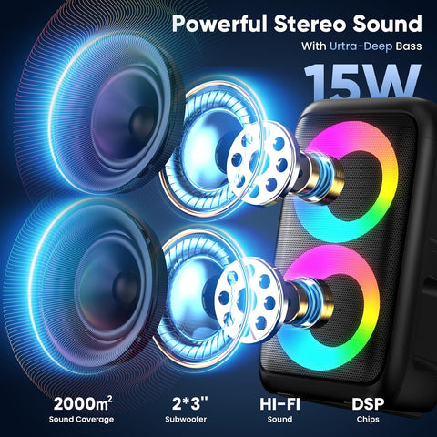 Karaoke Machine, Bluetooth Speaker with 2 Wireless Microphones Adults Kids