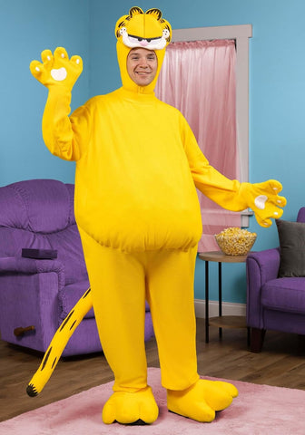 Adult Garfield Costume for Men, Cat Mascot Halloween Bodysuit, Classic Cartoon Cat Costume for Parties & Dressup