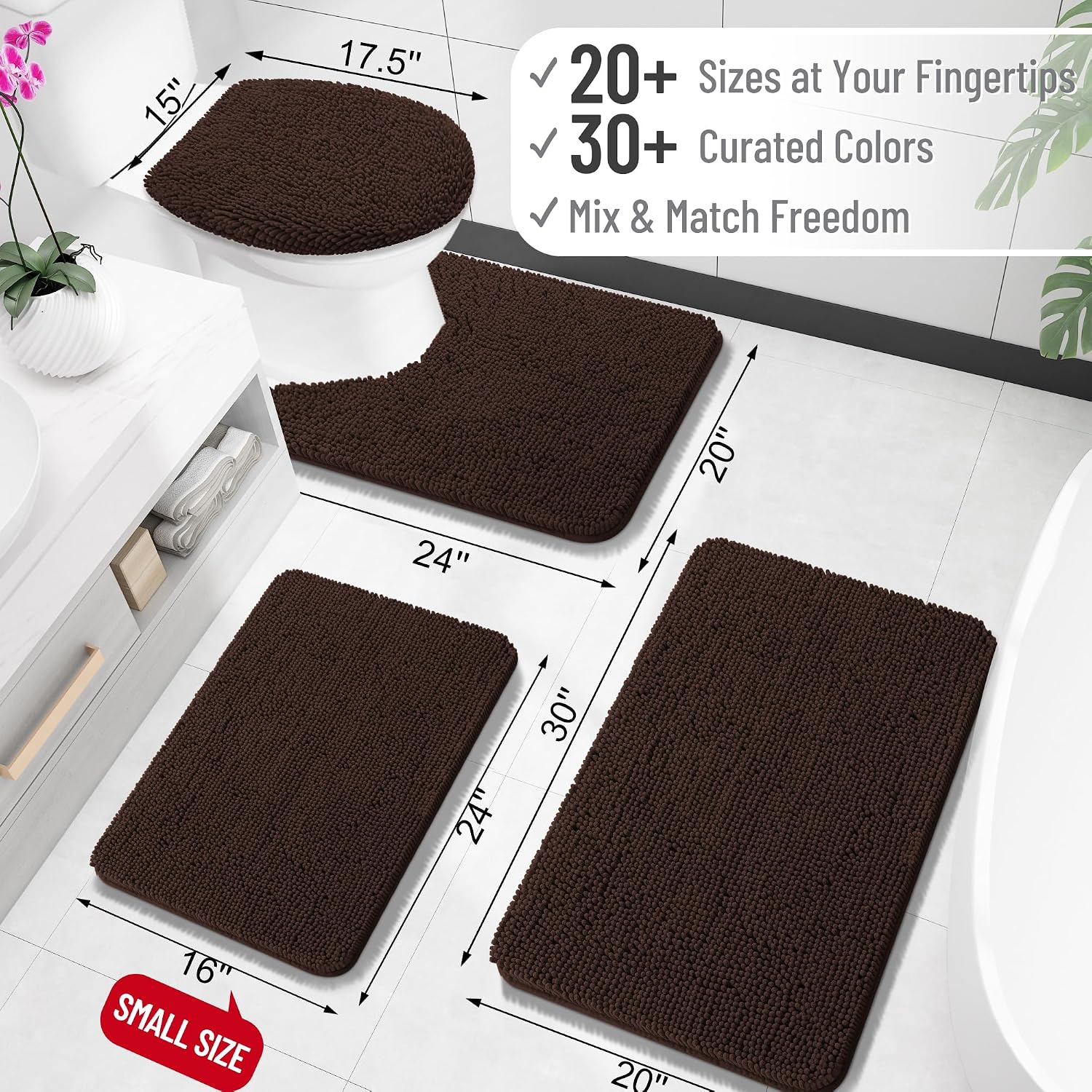 OLANLY Bathroom Rugs 32x20, Extra Soft Absorbent Chenille Bath Rugs
