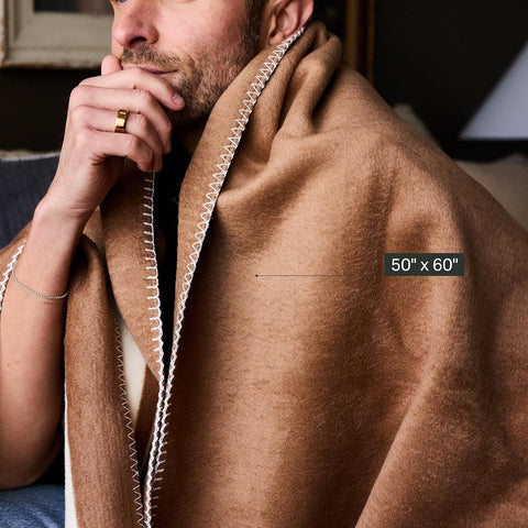 Preston Lane Highrise Throw Blanket, 50 x 70 in, Soft Cotton Blend - Camel