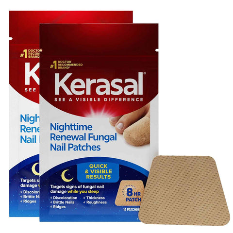Kerasal Nighttime Nail Renewal Patches - 14 Patch Twin Pack - Overnight Restoring Nail Repair | Twin pack overnight nail renewal patches with Urea help improve damaged nail appearance with easy, mess-free use.