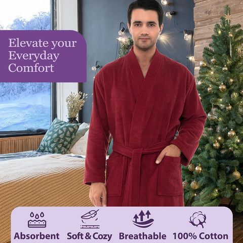 TowelSelections Mens Robe Cotton Terry Cloth Bathrobe Soft Kimono Towel Bath Robe for Men XS to 4X