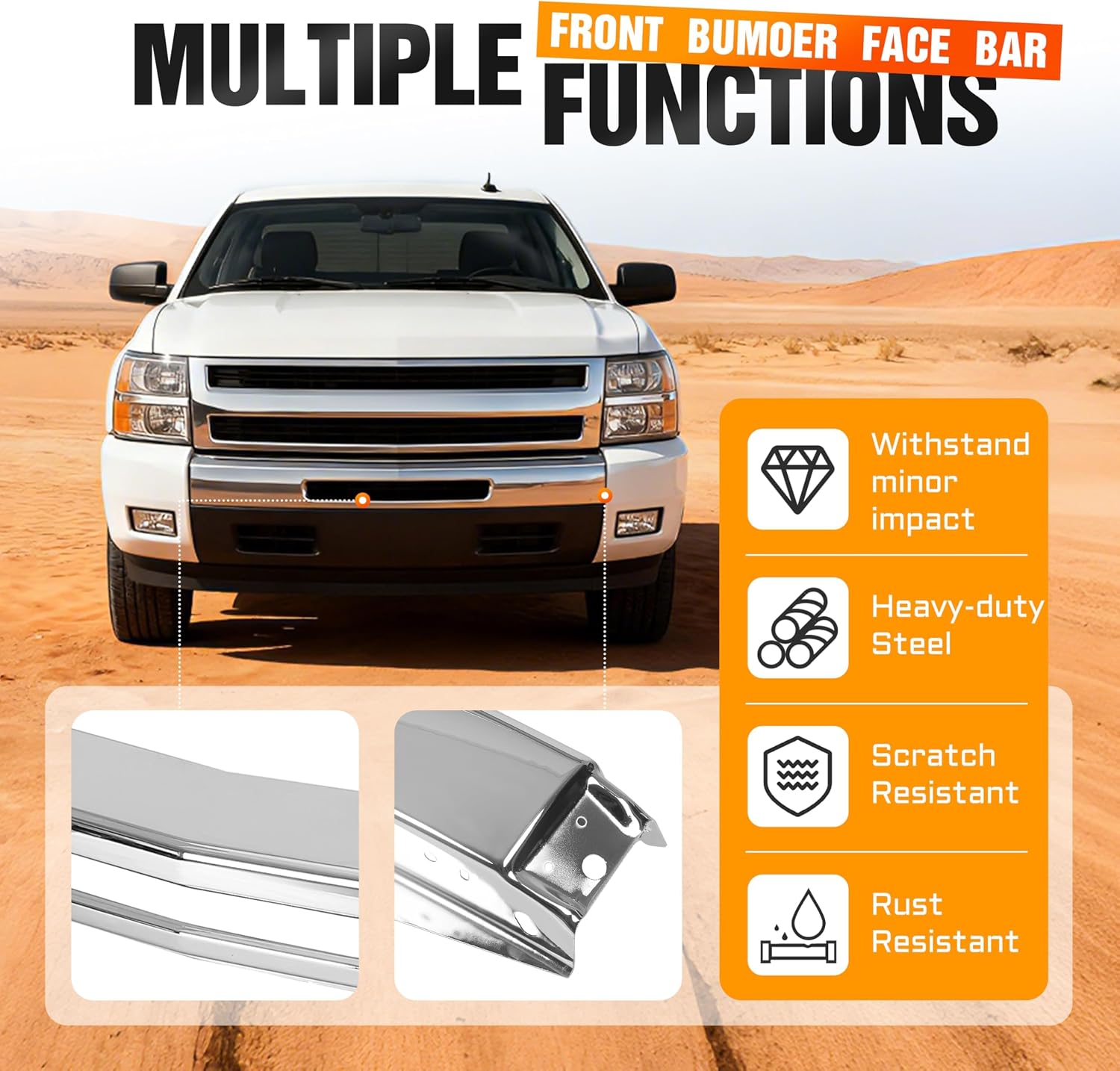 ECOTRIC Impact Bar Compatible with 2007-2013 Silverado 1500 2500 3500