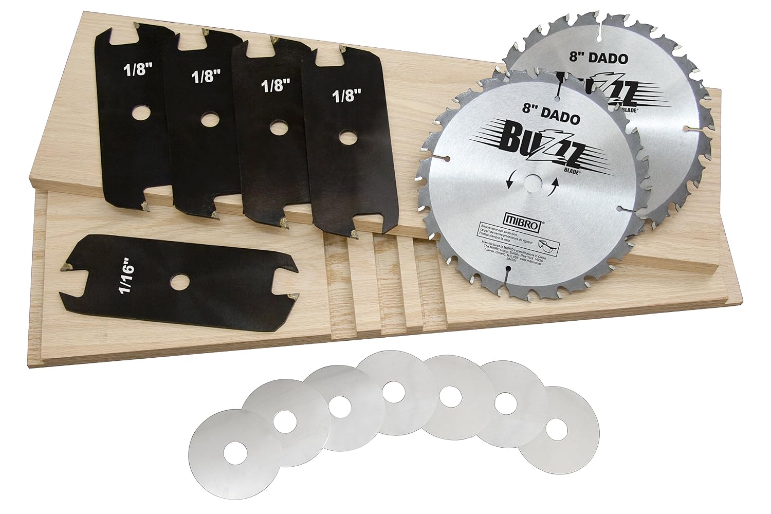 The Mibro Group 416381 Carbide Stacking Dado Blade Set - 14 Pieces, Silver, 8"