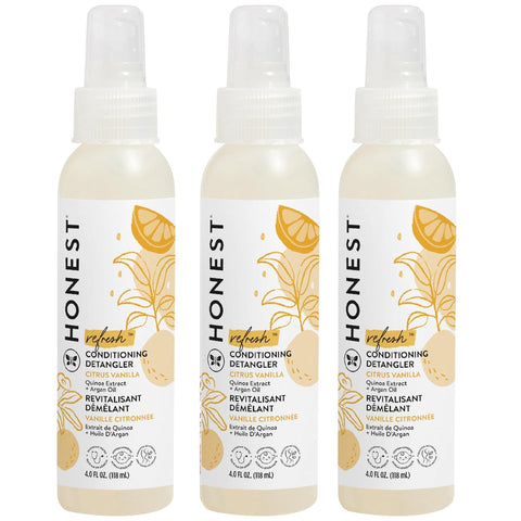 The Honest Company Hair Detangler, Citrus Vanilla Refresh, 4 fl oz, 3 Pack