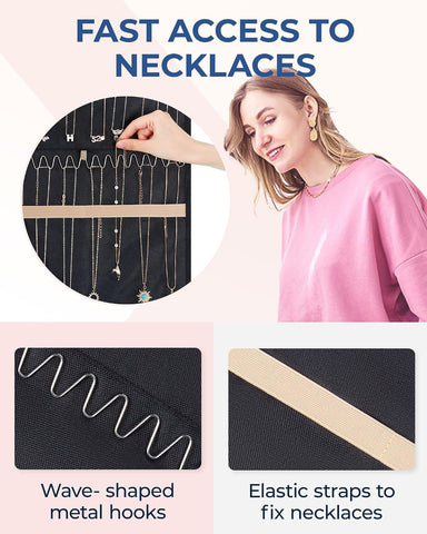 BAGSMART Hanging Necklaces Organizer Jewelry Holder, 1 piece, Large Black