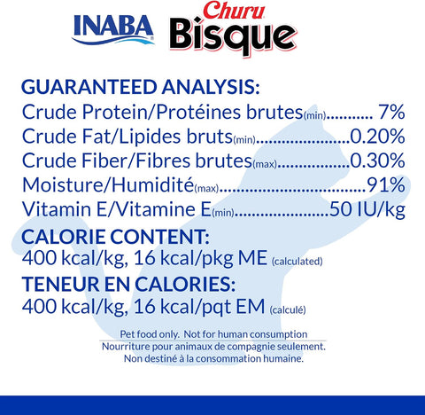 INABA Churu Bisque for Cats, Creamy Lickable Purée Side Dish with Vitamin E, 1.4 Ounces per Pouch, 12 Pouches, Chicken Variety