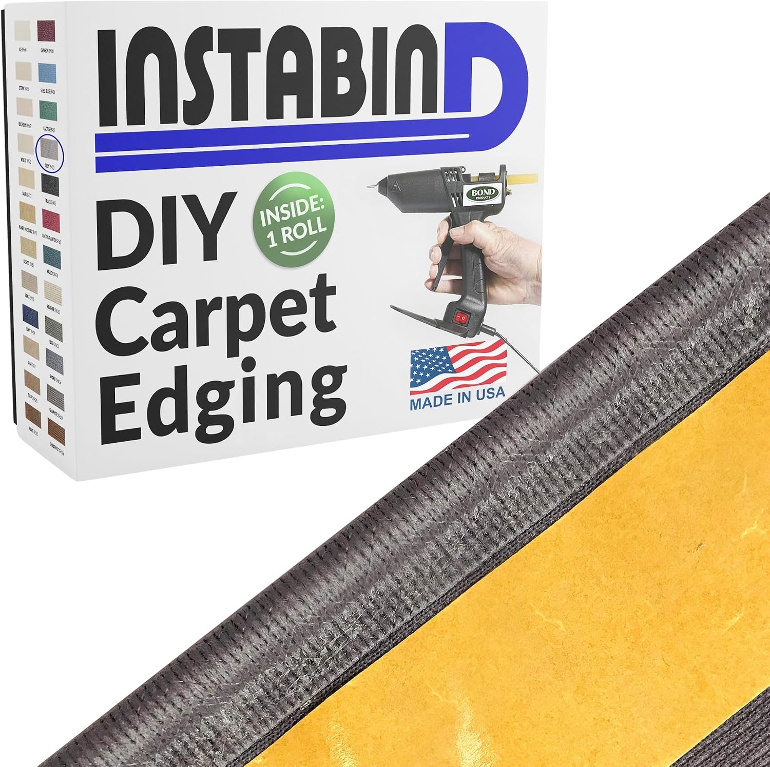 Instabind DIY Carpet Binding Tape - Regular Style Edge Trim - Grey, 54 LFT