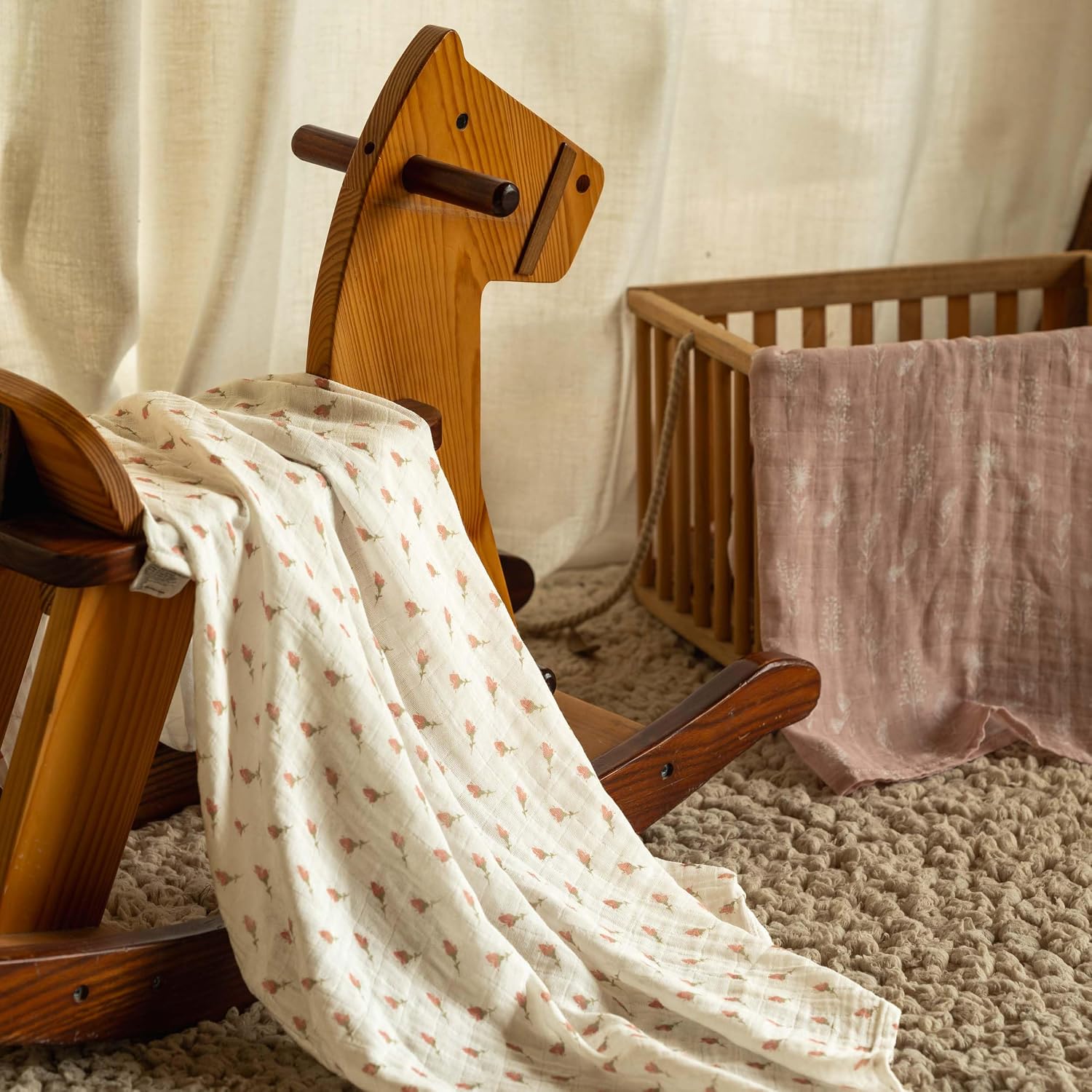 Muslin Swaddle Blankets for Newborn, Cotton Receiving Blanket
