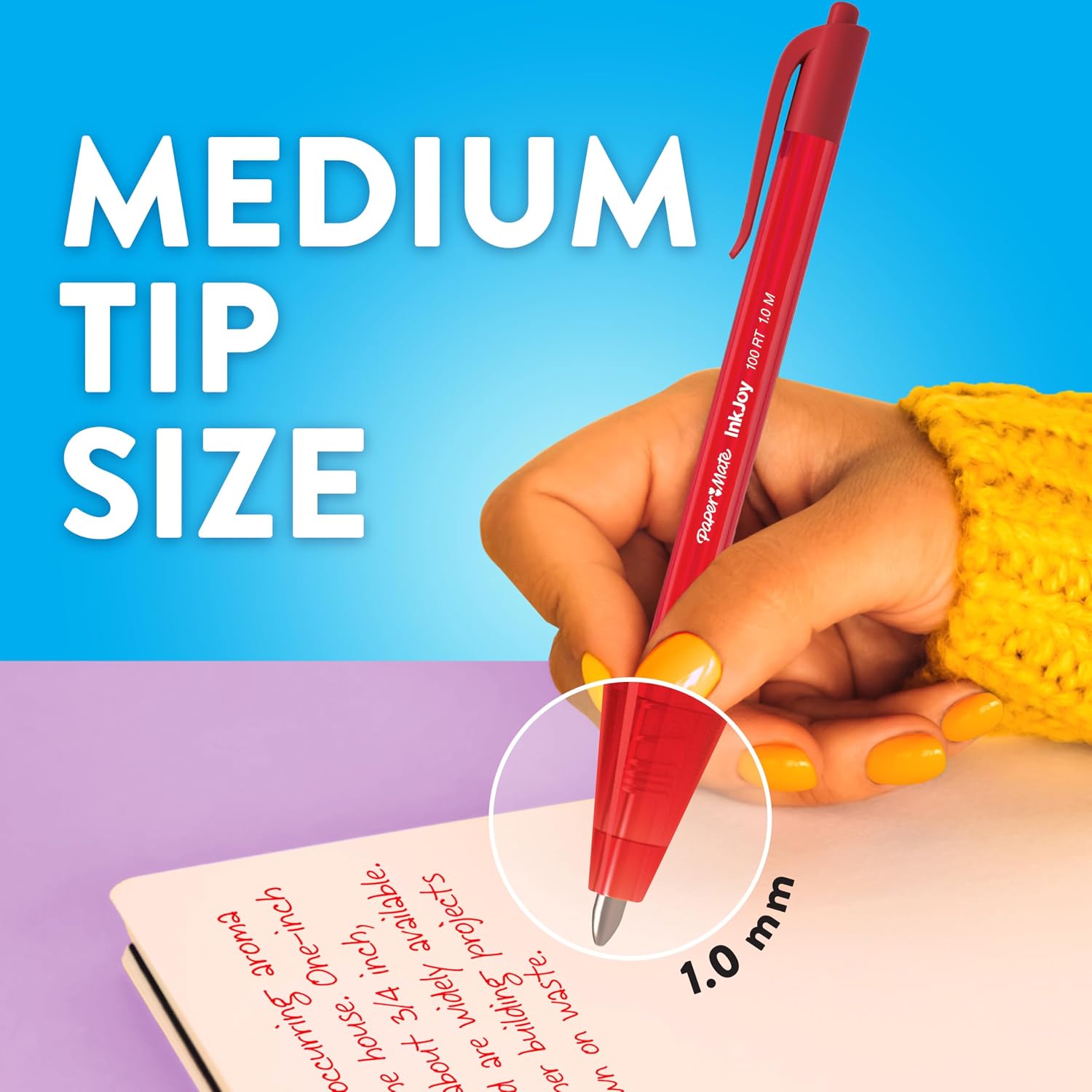 Paper Mate InkJoy 100RT Retractable Ballpoint Pens, Medium Point (1.0mm), 20 Count - Teacher Essentials, Colorful Office Supplies, Note-Taking, Back to School
