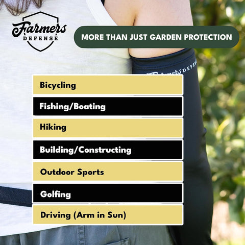 FARMER'S DEFENSE Gardening Arm Sleeves|UV Cooling Protective Sleeve Women & Men|Anti-Scratch Cover Sun UPF Outdoor Protection - Antique Bloom - Green - XS