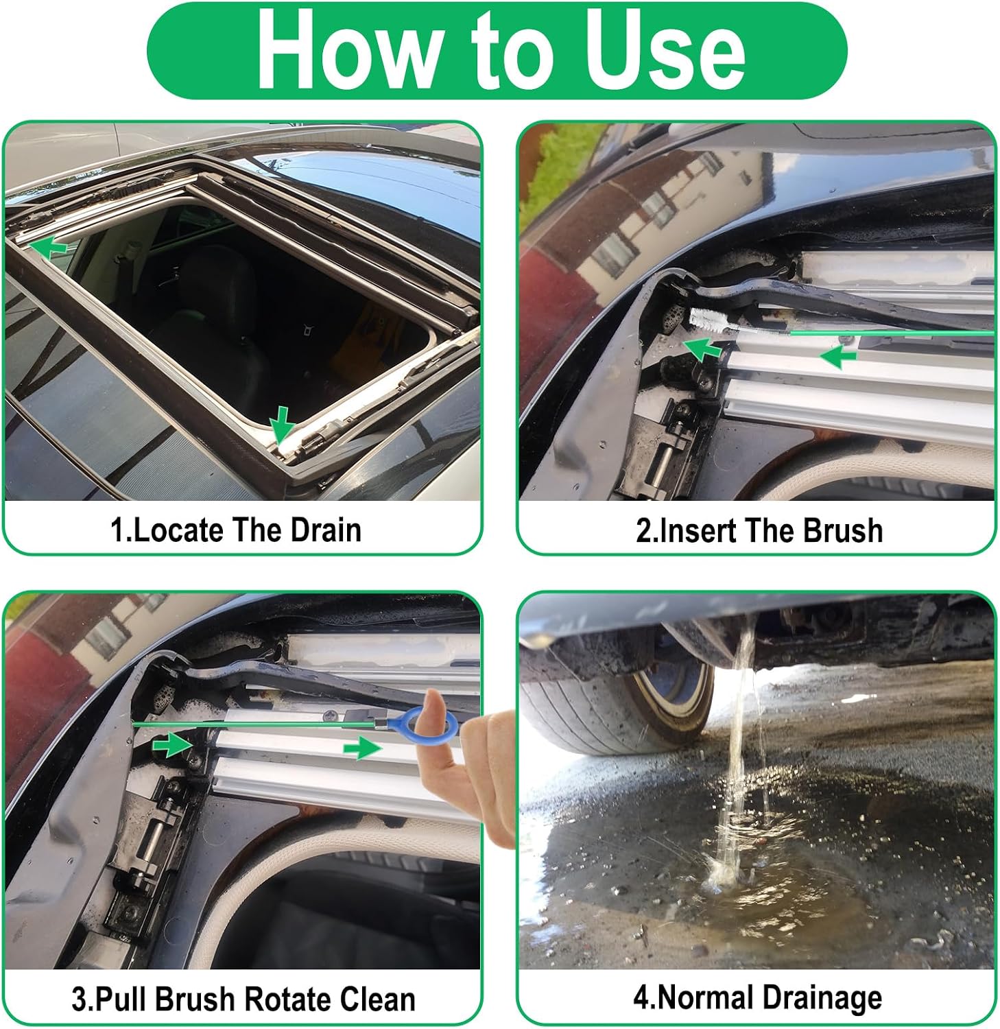 Auto Sunroof Drain Cleaning Tool, 120 Inch Flexible Tube Cleaning Brush