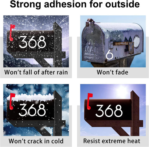 50 PCS 2 inch Reflective Adhesive Mailbox Numbers, Waterproof Vinyl Number Stickers with Easy-Peel Tabs, Includes Squeegee & Masking Tape, Strong Self-Adhesive House Numbers, Practical Gifts