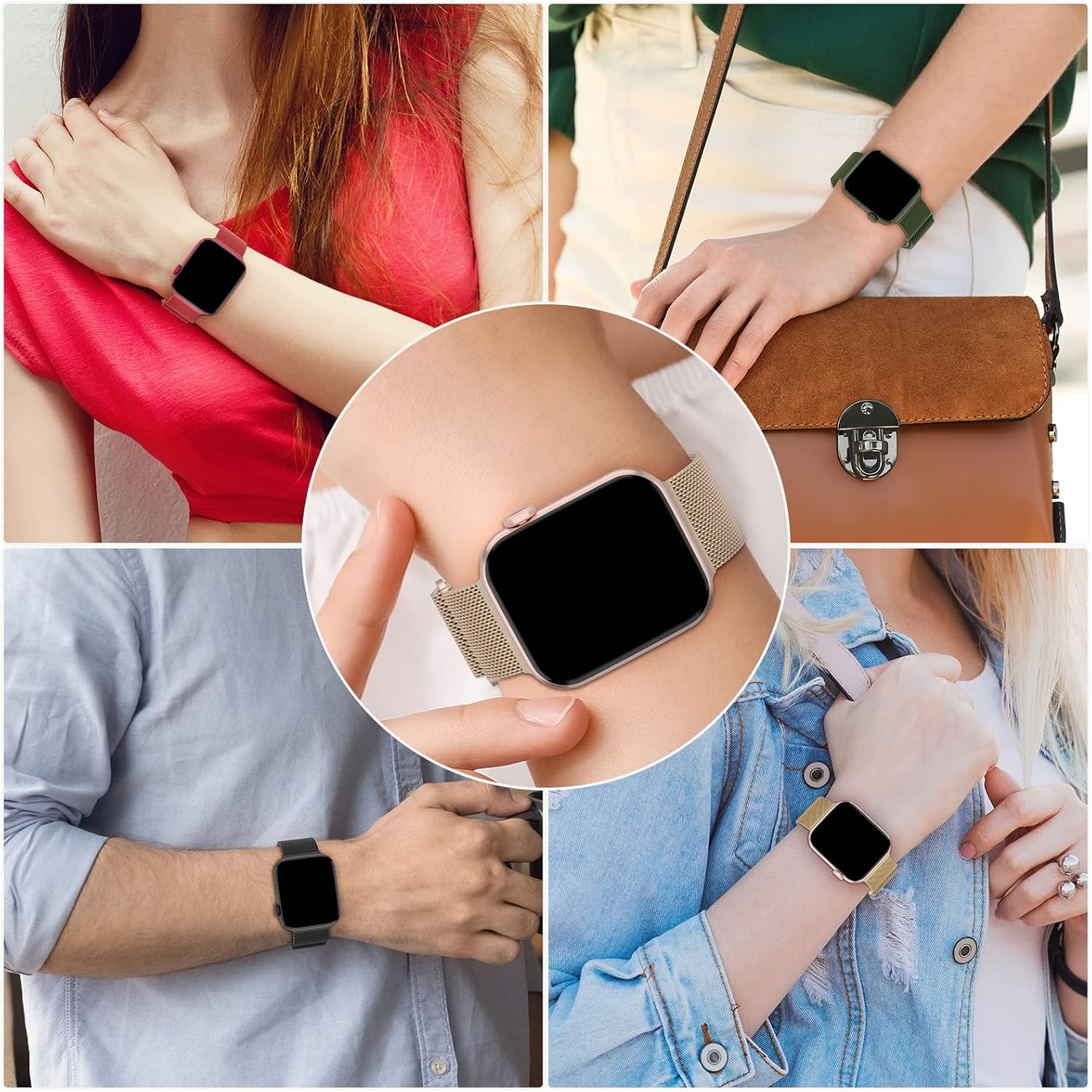3 Pack Mesh Metal Magnetic Compatible with Apple Watch Bands Women Men
