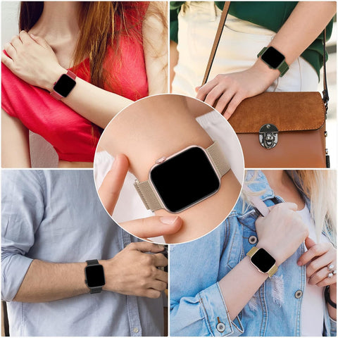 3 Pack Mesh Metal Magnetic Compatible with Apple Watch Bands Women Men