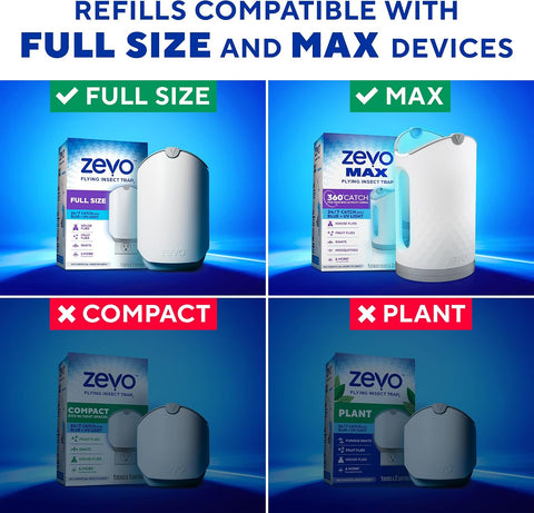 Zevo Flying Insect Trap Refill Cartridges for Fruit Flies & Gnats, 4 Count