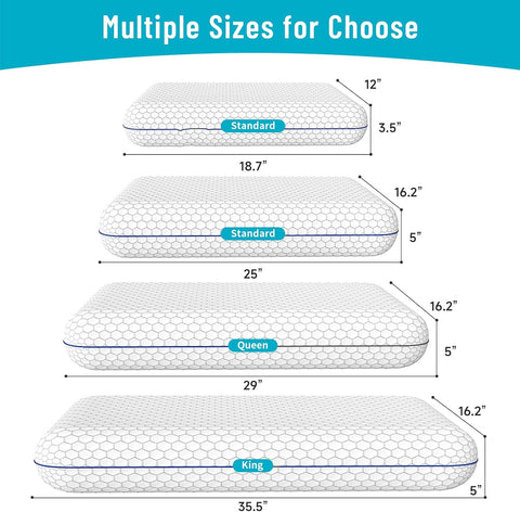 CushyOasis Memory Foam Bed Pillows for Sleeping, Set of 2, Camping Size