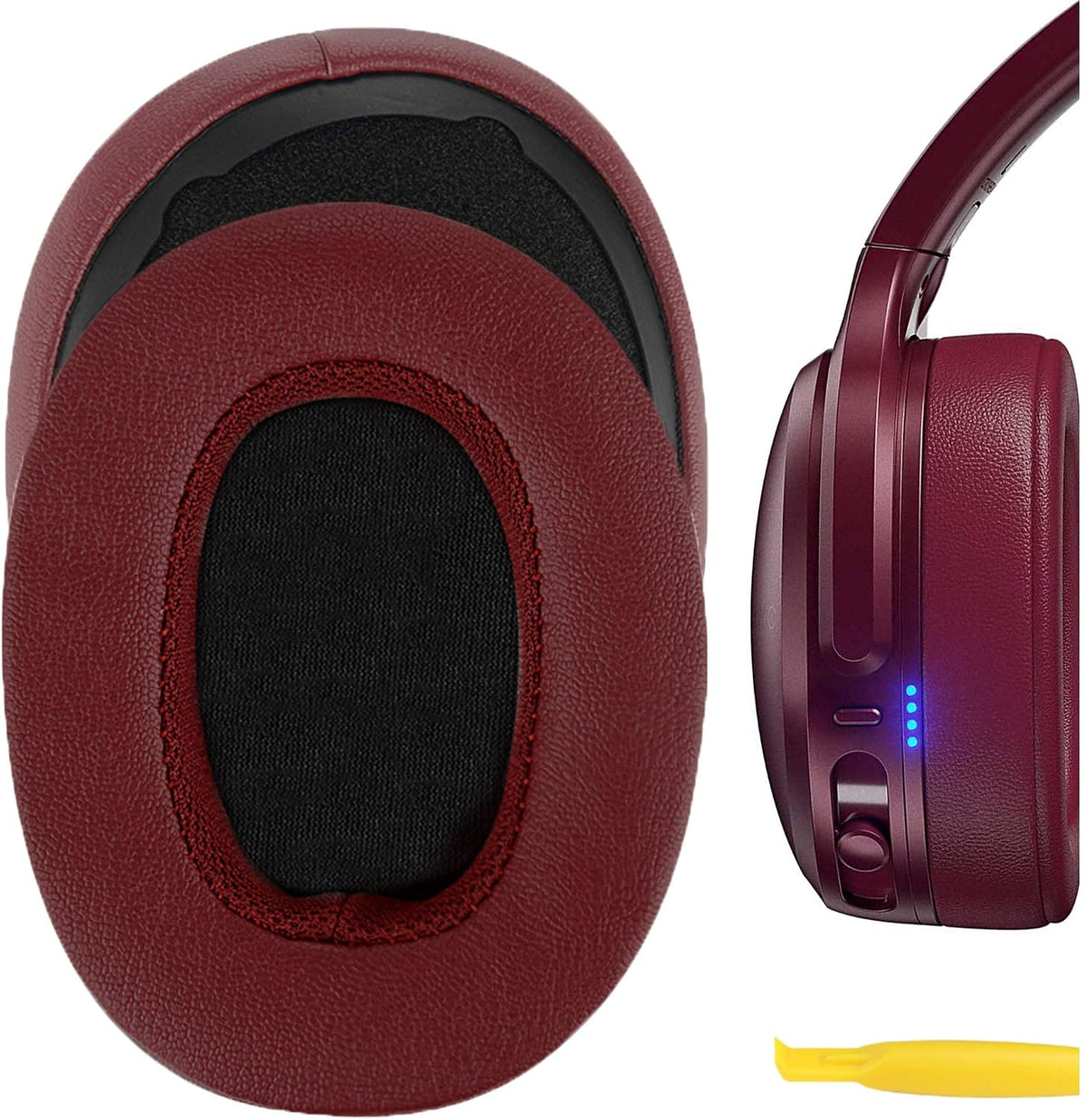 Geekria Replacement Ear Pads for Skullcandy Crusher Wireless/Crusher EVO/Crusher ANC, Hesh 3/ Hesh EVO/Hesh ANC, Venue ANC Headphones, Repair Parts with Video Guide (Deep Red)
