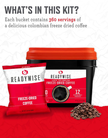 READYWISE Emergency Food Survival Supply Coffee Bucket, 360 Servings