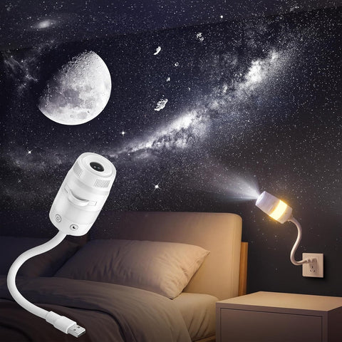 2-in-1 Galaxy Projector Night Light, USB Star Starry Sky Projector with Adjustable Brightness, Galaxy Light for Bedroom Home Ceiling Car Decor Gift