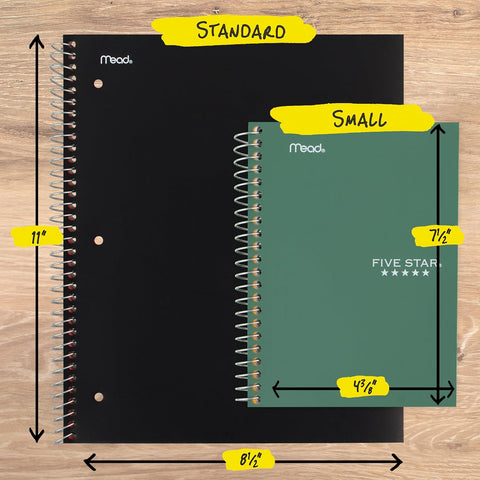 Five Star Spiral Notebook, 1 Subject, College Ruled Paper, 4-3/8" x 7", Small Size, 80 Sheets, Fights Ink Bleed, Water Resistant Cover, Seaglass Green (450048CH1-ECM)
