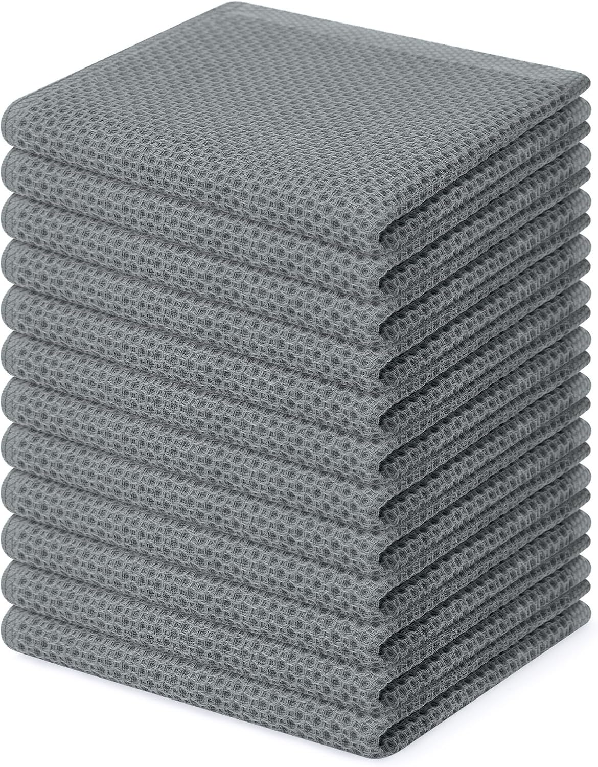 Homaxy 100% Cotton Waffle Weave Kitchen Dish Cloths 12-Pack, Grey