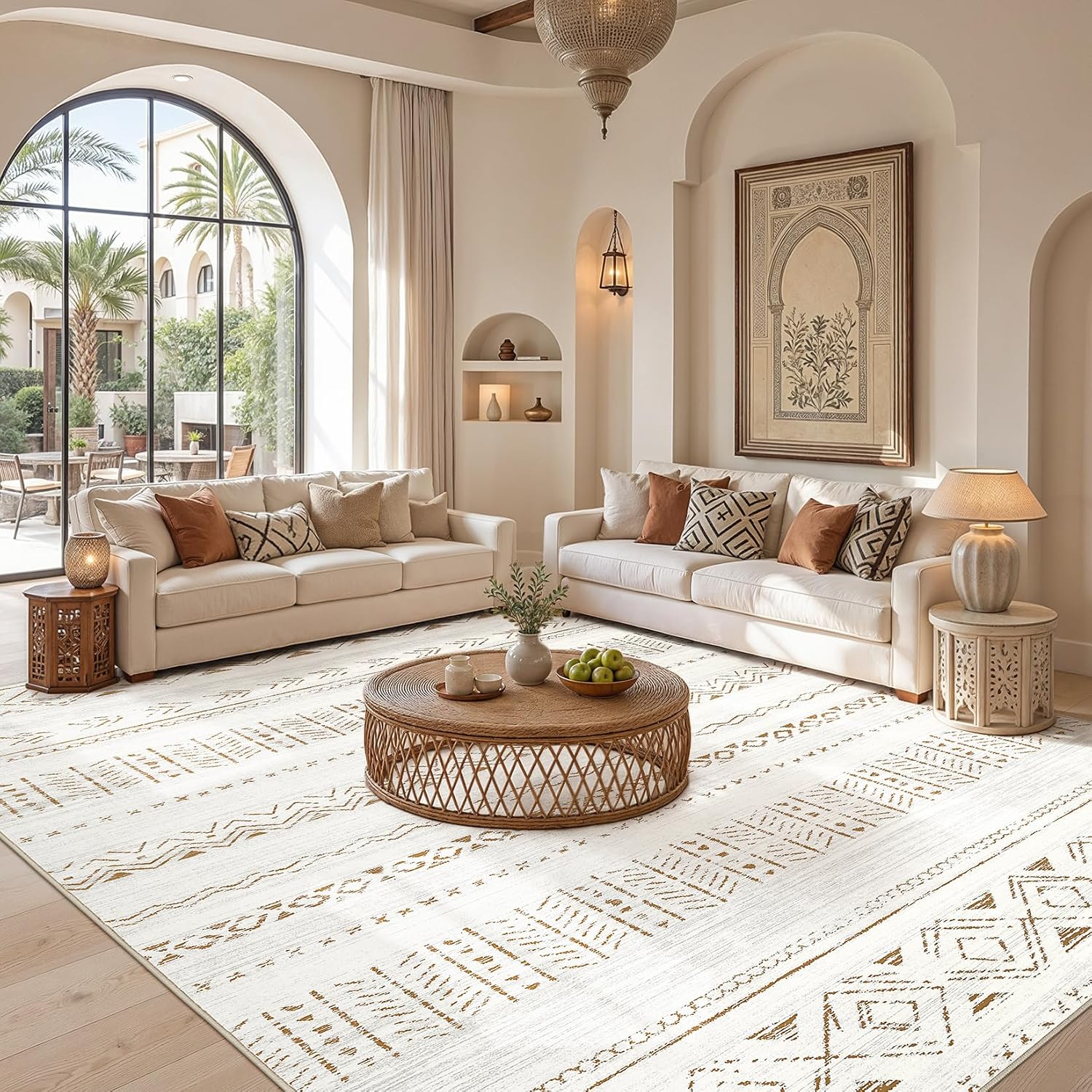 cotiled Boho 8x10 Area Rugs for Living Room: Large Moroccan Washable Rug