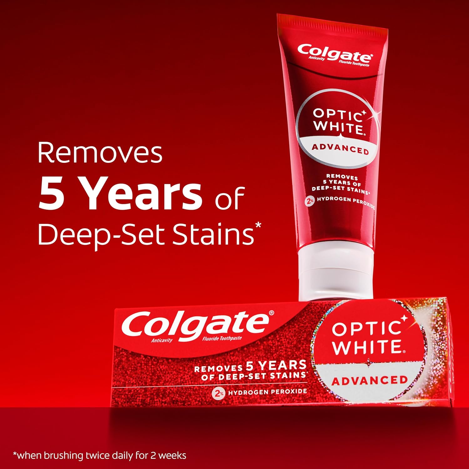 Colgate Optic White Advanced Hydrogen Peroxide Toothpaste, 3 Pack, 3.2 oz