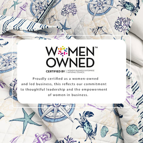 Great Bay Home Coastal Quilt Set - 3-Piece Full/Queen Size Blue Nautical Bedding Set - Lightweight, All-Season, Reversible Bedspread (Nautical Motif)