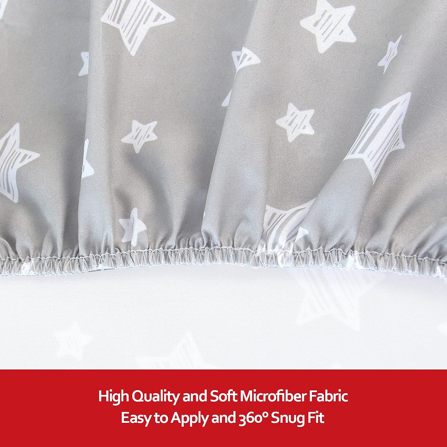 Pack and Play Sheets, 2 Pack Mini Crib Sheets, Stretchy Playard Fitted Sheet, Compatible with Graco Pack n Play, Soft and Breathable Material, Stars & Bunny