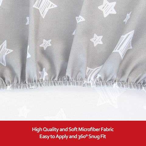 Pack and Play Sheets, 2 Pack Mini Crib Sheets, Stretchy Playard Fitted Sheet, Compatible with Graco Pack n Play, Soft and Breathable Material, Stars & Bunny