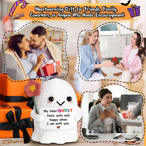 Unique Heartfelt Gift for Women Bestie Friends Pocket Hug Crochet Ghost